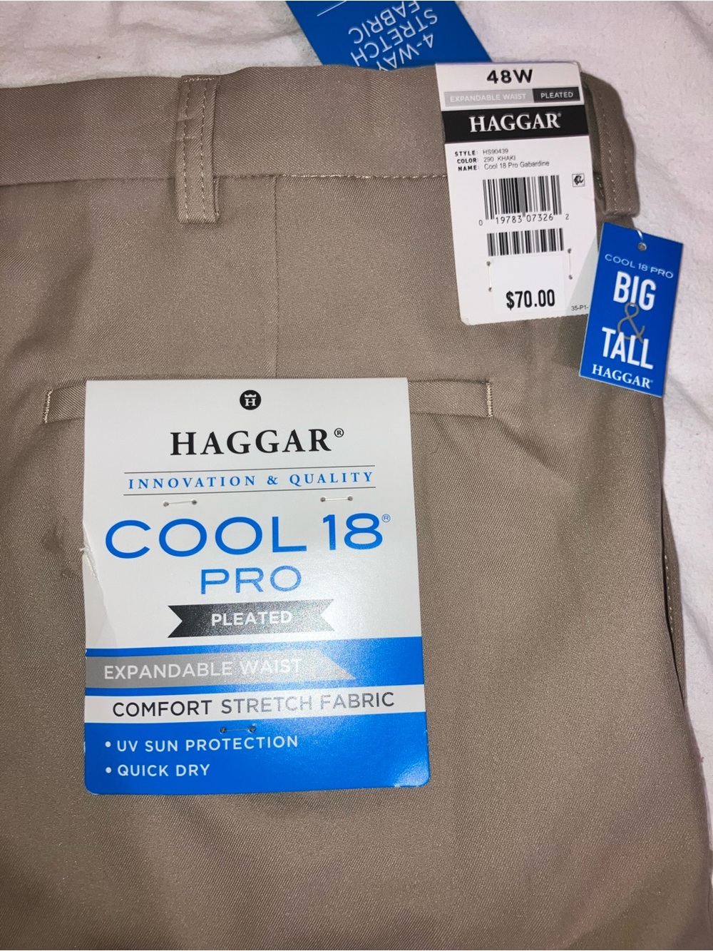 Haggar NEW Men's Cool 18 Pro Shorts Straight Fit Pleat Front Sz 48 Big And Tall - Picture 7 of 12